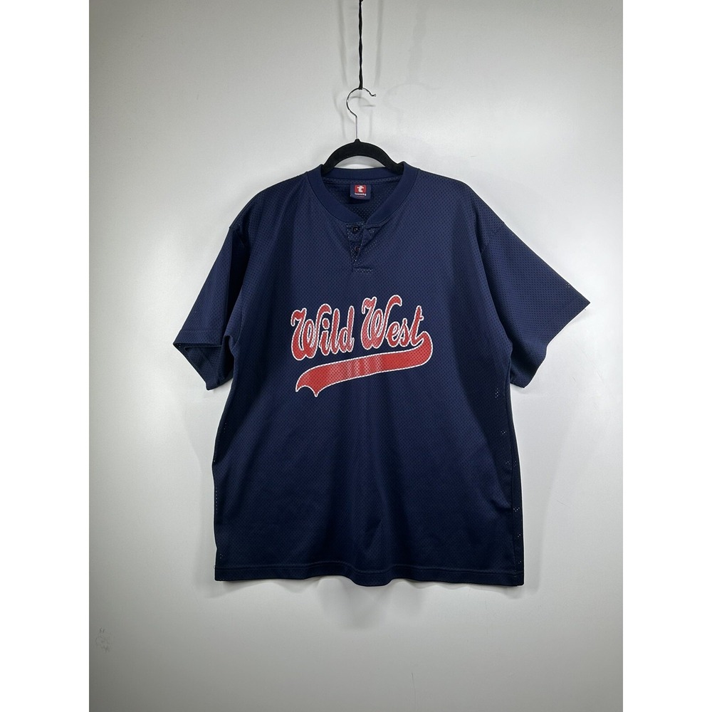 Toomby Wild West Navy Color Perforated Jersey Short Sleeve 80's 90's Vintage XL